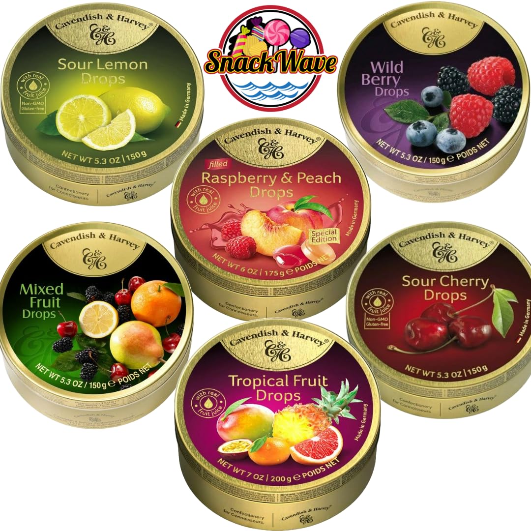 SnackWave Cavendish & Harvey tins arranged as a gift to illustrate presentation benefit