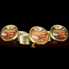 SnackWave Cavendish & Harvey tins lined up to show pack scale and variety at a glance