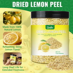 Snafre open jar of granulated lemon peel ready to use in recipes