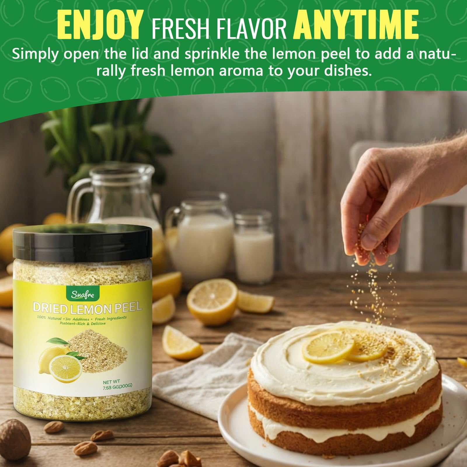 Snafre lemon peel infusing a savory marinade for brighter taste