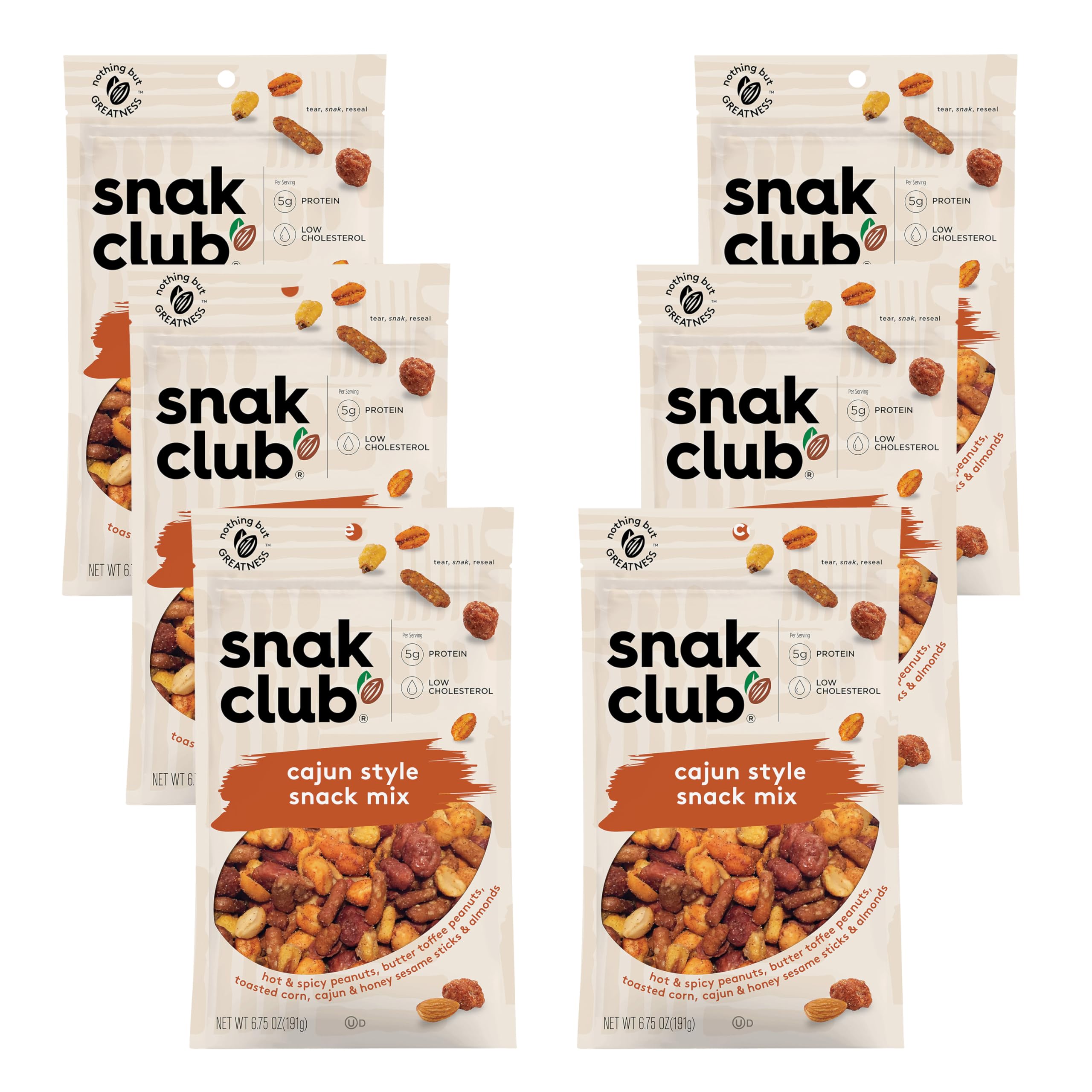 Snak Club front packaging showing resealable 6.75 oz bag and branding benefit freshness