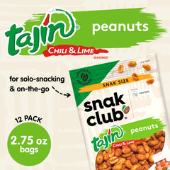 Snak Club closeup of Tajín seasoning on peanuts highlighting zesty texture and crunch