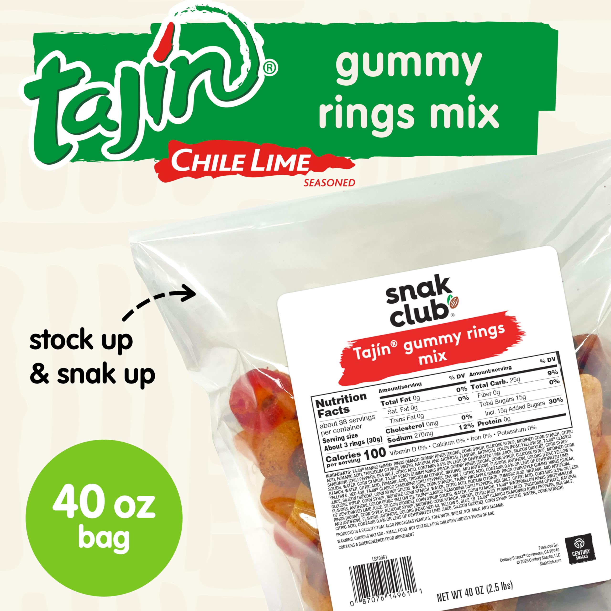 Snak Club close-up of Tajín chili-lime coating, highlights zesty texture and flavor
