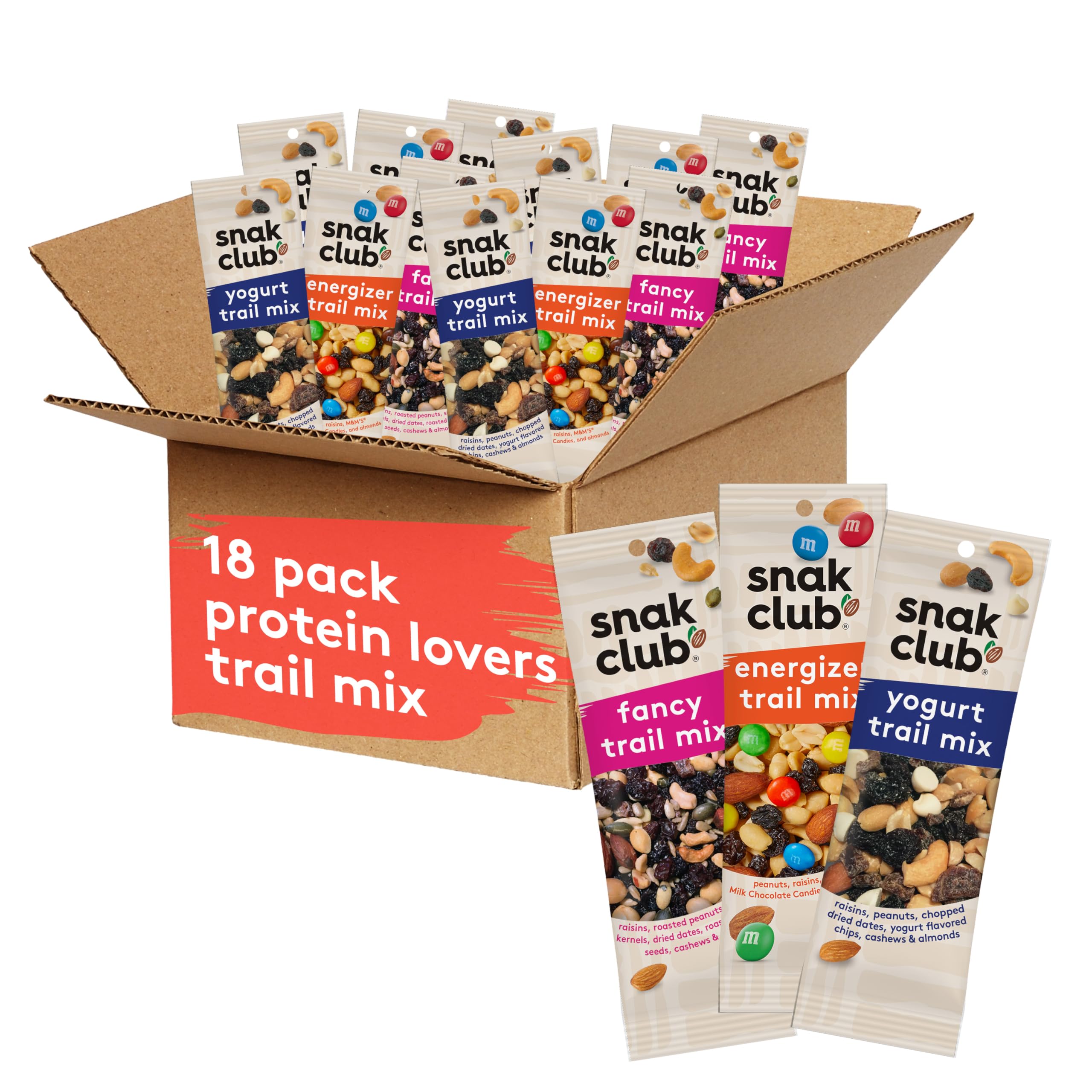 Snak Club front packaging showing trio of flavors and grab-n-run convenience
