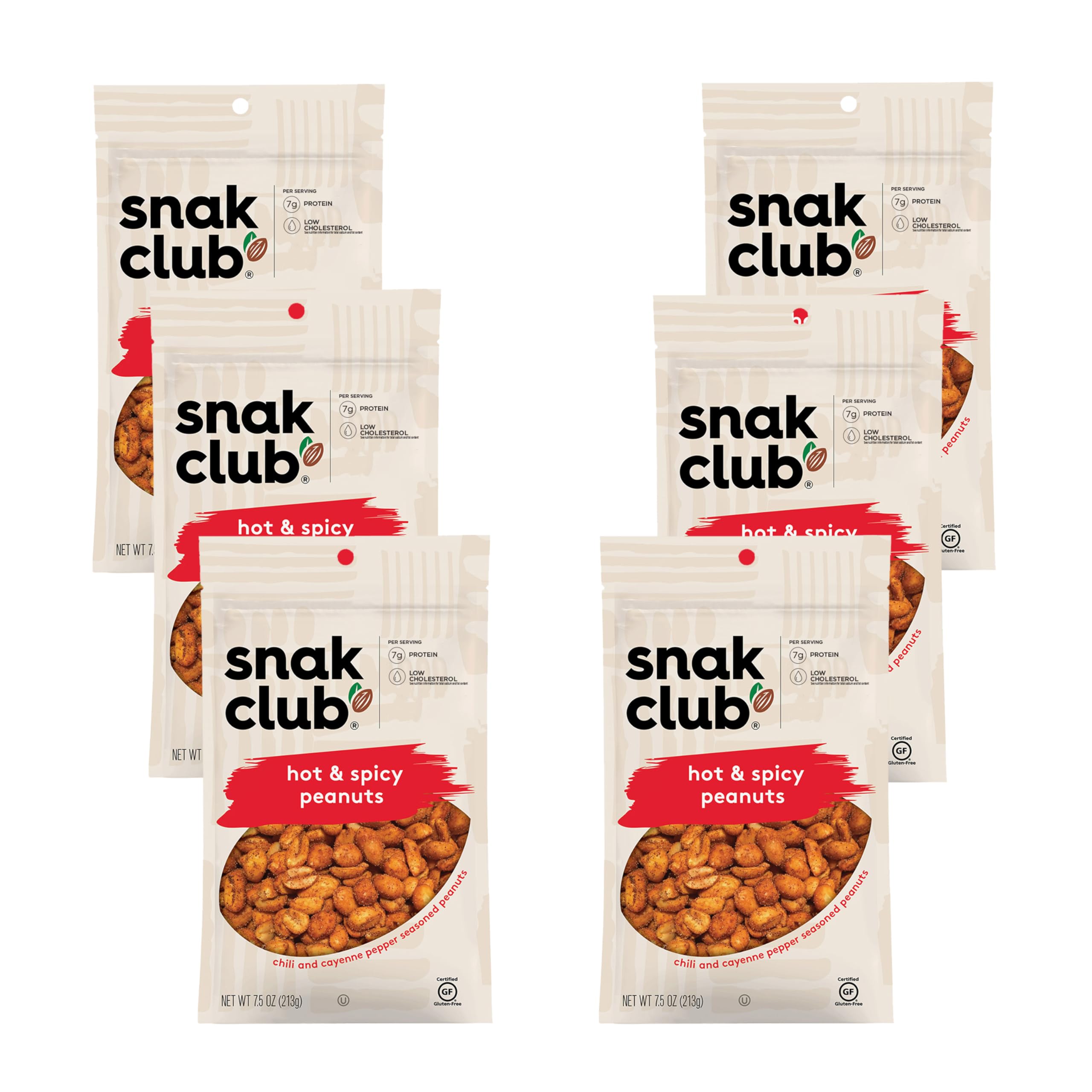 Snak Club front packaging showing resealable 7.5 oz pouch benefit