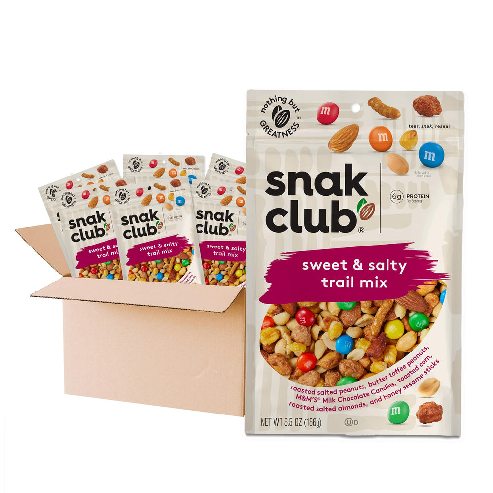 Snak Club front packaging showing 5.5 oz bag and colorful mix for grab-and-go