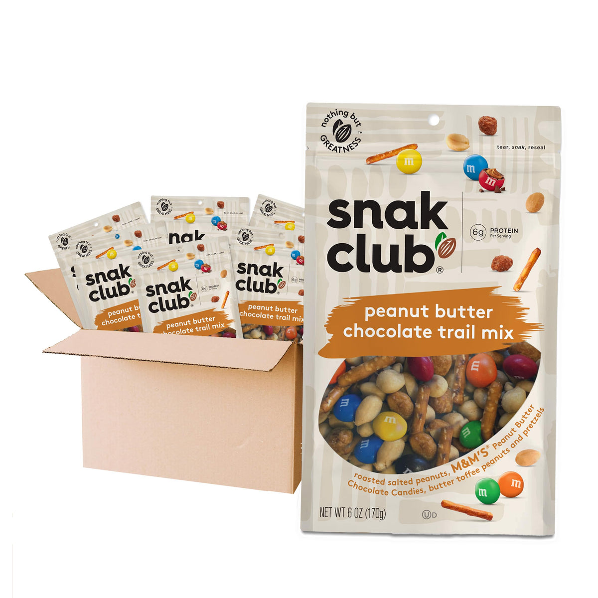 Snak Club front packaging showing pouch and branding convenience