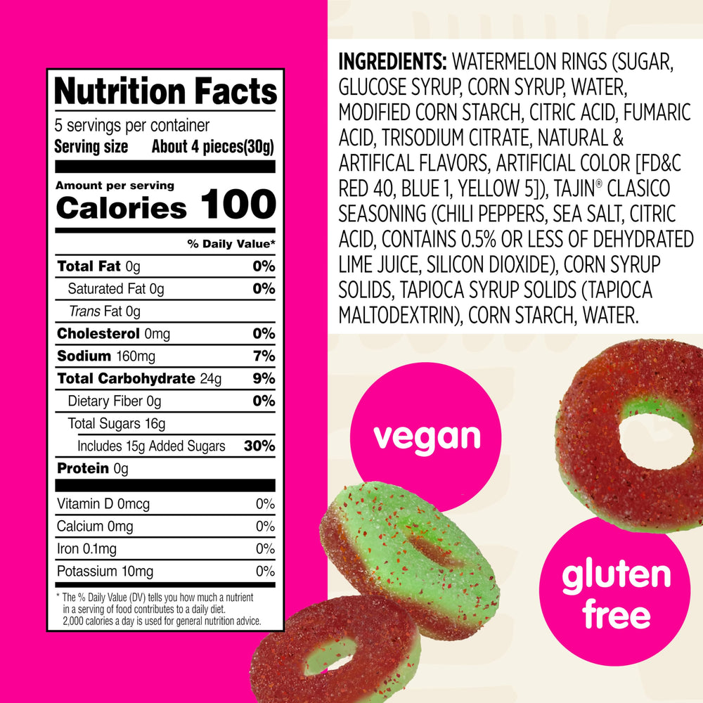 Snak Club picnic bowl of Tajín watermelon rings ideal for sharing outdoors
