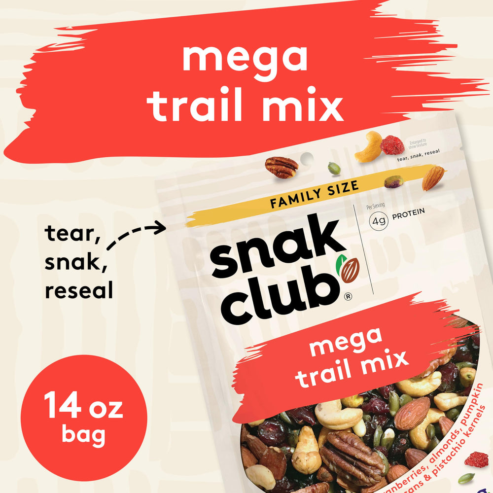 Snak Club close-up of mix ingredients displaying nuts and dried cranberries for flavor contrast