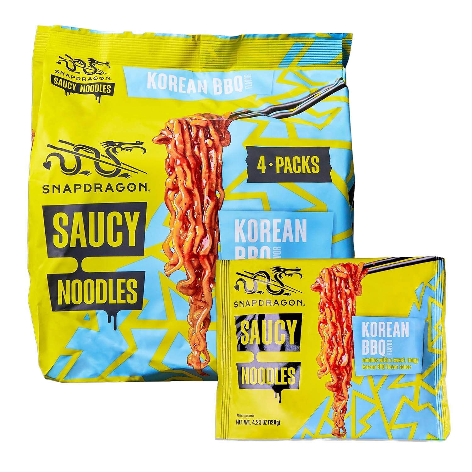Snapdragon front packaging showing Korean BBQ flavor and convenience benefit