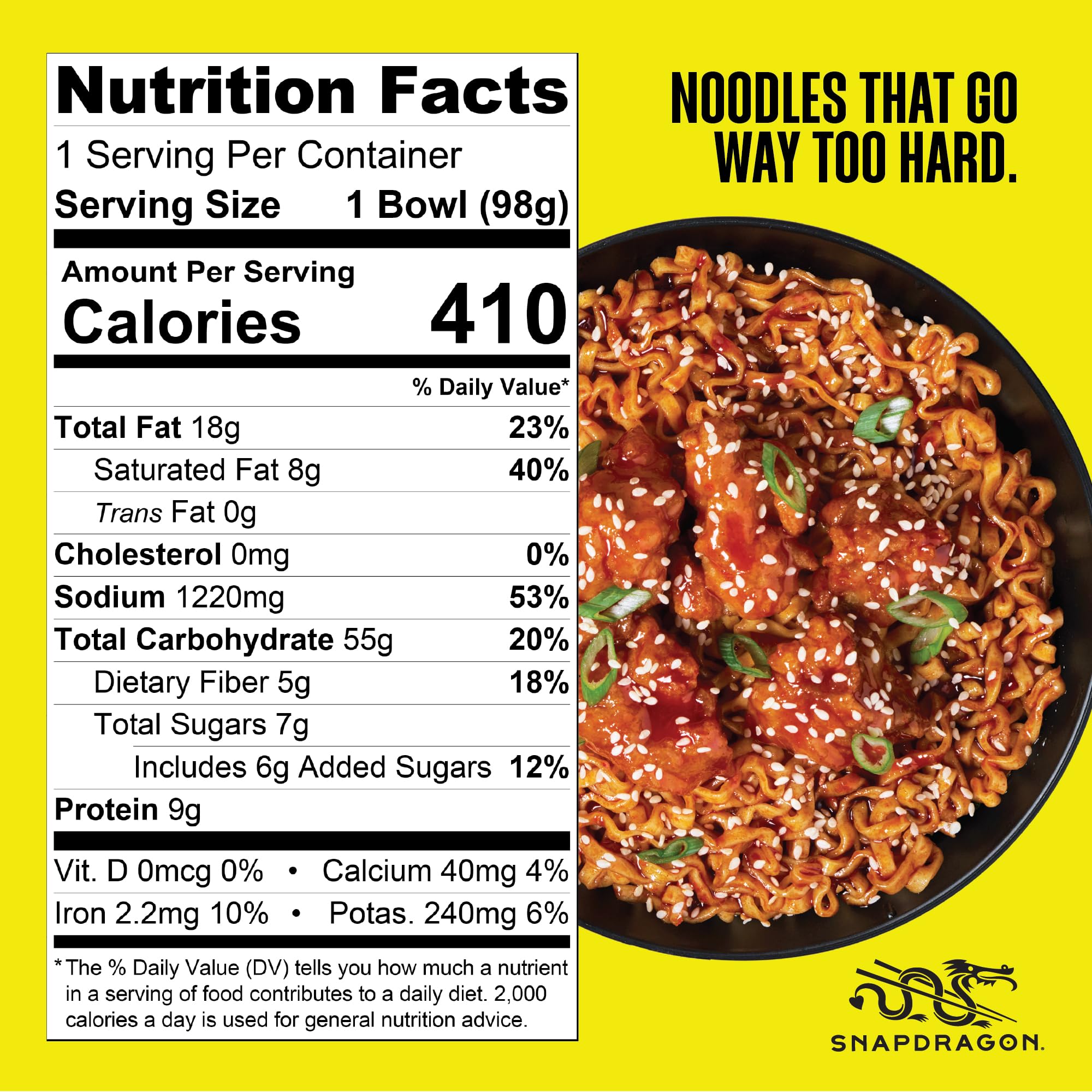 Snapdragon label and nutrition panel showing ingredient transparency and details