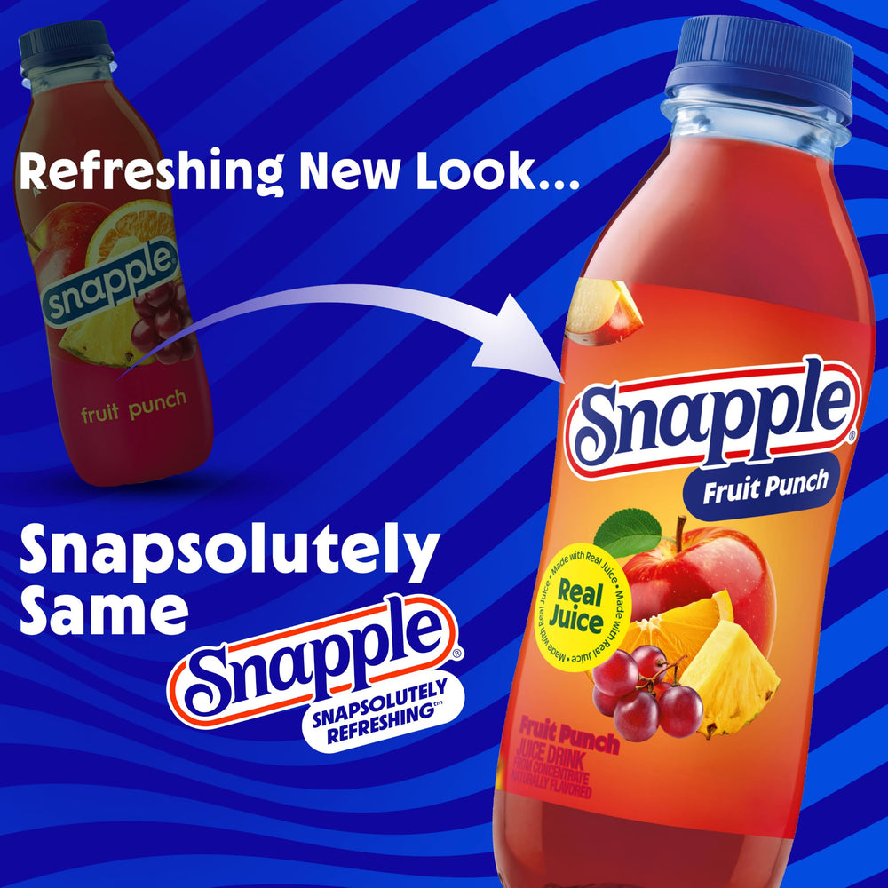 Snapple label close-up highlighting natural ingredients and clear branding
