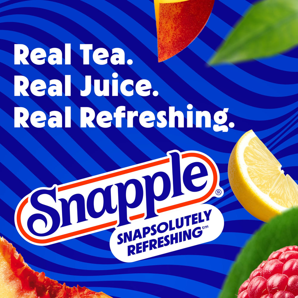 Hand holding Snapple bottle to show size, brand portable convenience