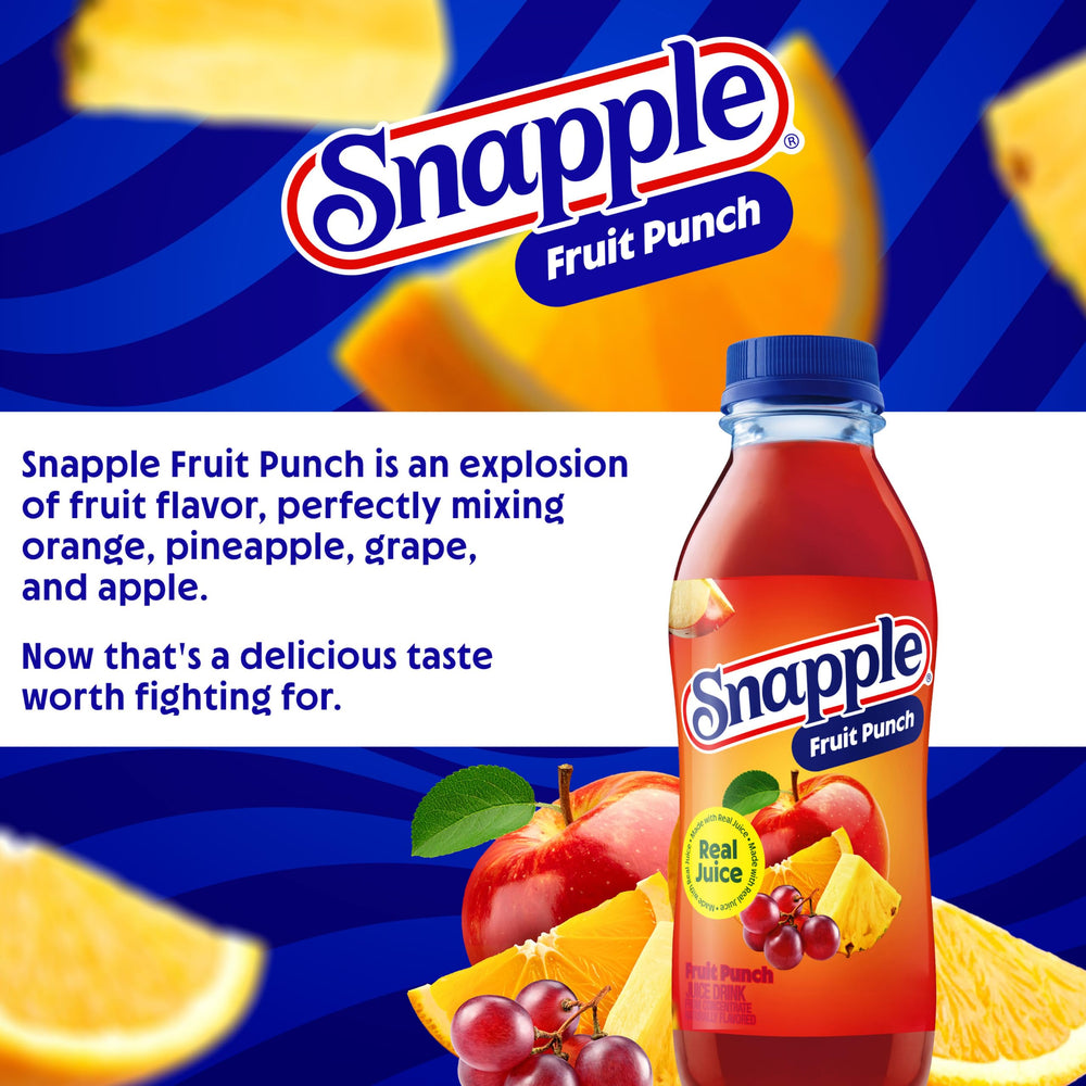 Snapple being poured into a glass, brand delivers refreshing fruit flavor