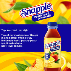 Pouring Snapple Peach Tea Lemonade into a glass for chilled enjoyment
