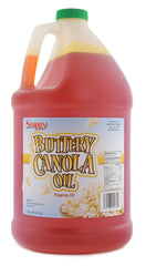 SNAPPY butter flavored canola oil gallon bottle showing label and size benefit