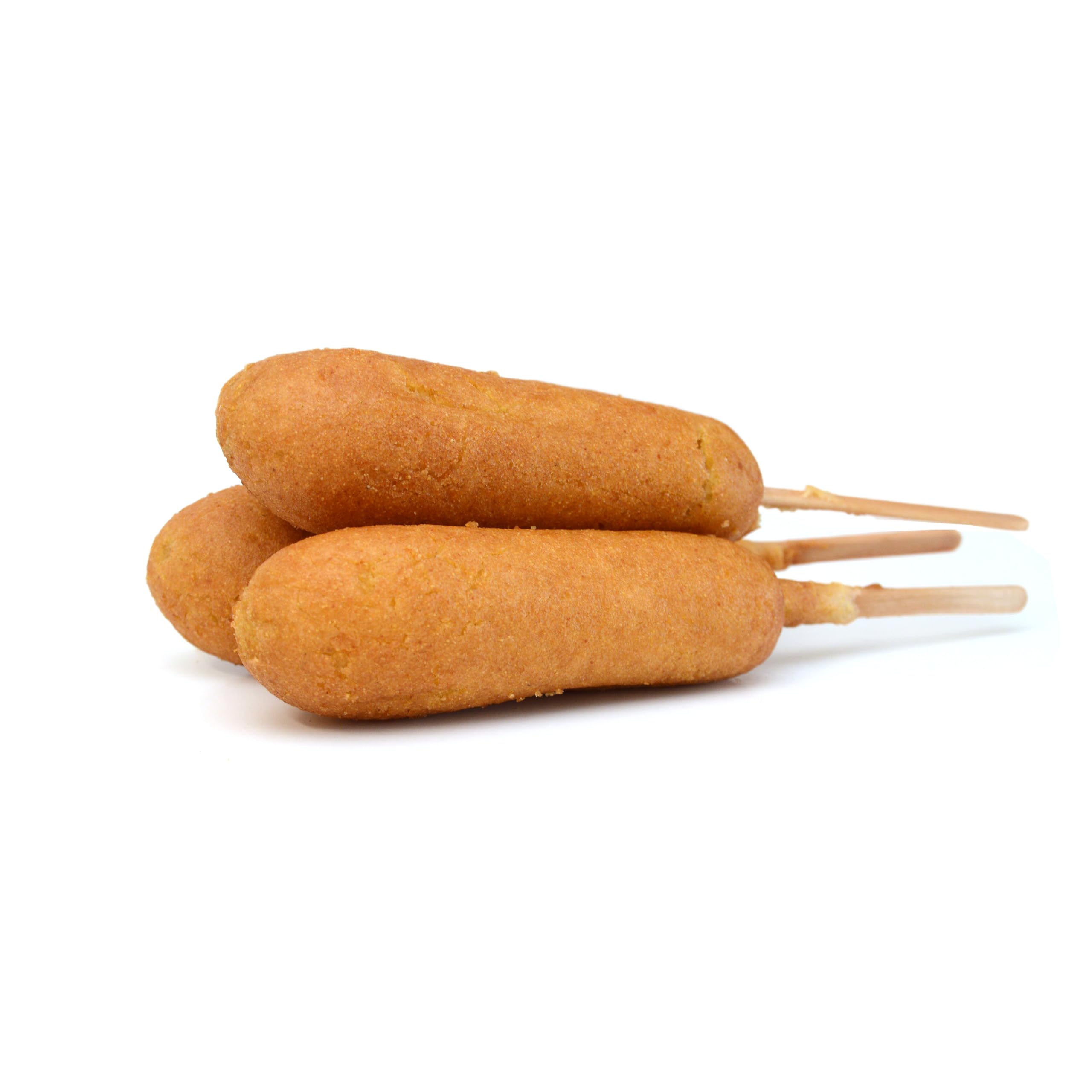 Snappy corn dog on stick fried golden demonstrating crisp exterior