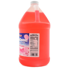 SNAPPY syrup pouring over shaved ice in snow cone cup demonstrating even flavor coverage and vivid color