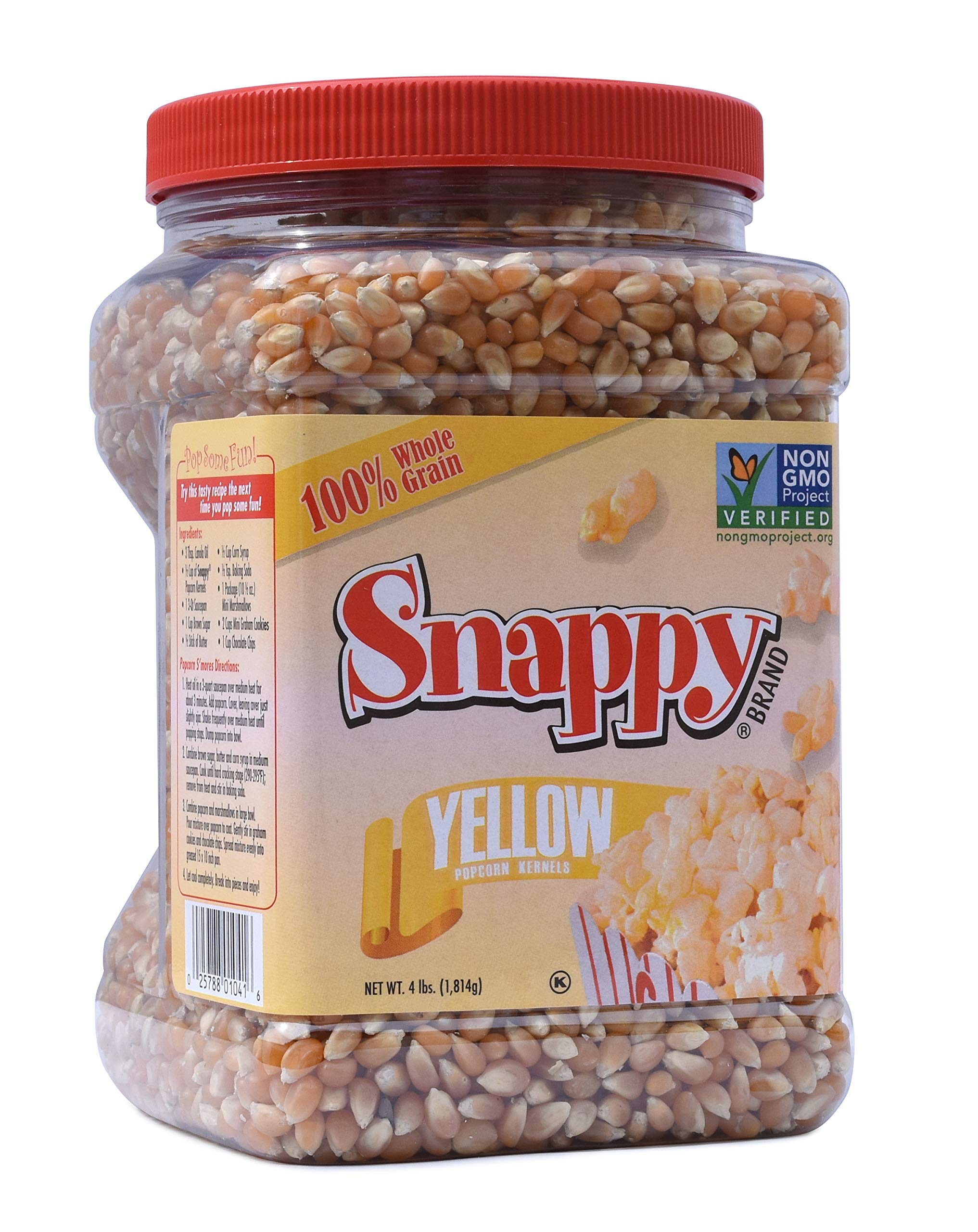 SNAPPY front jar view showing 4 lb packaging and clear label for freshness