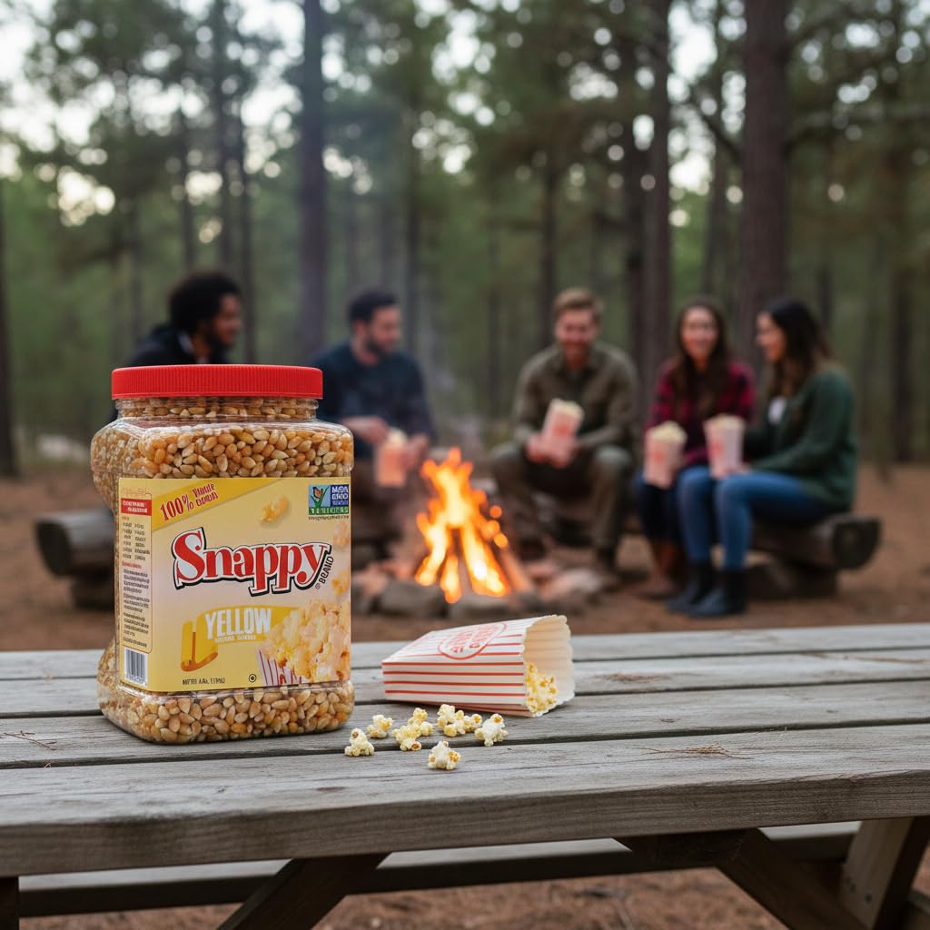SNAPPY resealable jar next to measuring cup showing servings and storage convenience