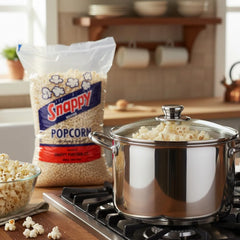 SNAPPY popcorn machine in use demonstrating fast consistent popping output