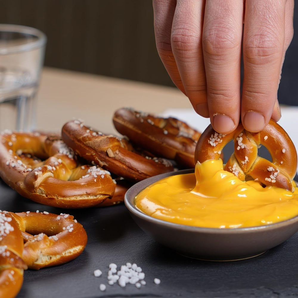 SNAPPY Ricos in concession stand setting with nachos and pretzels served to customers