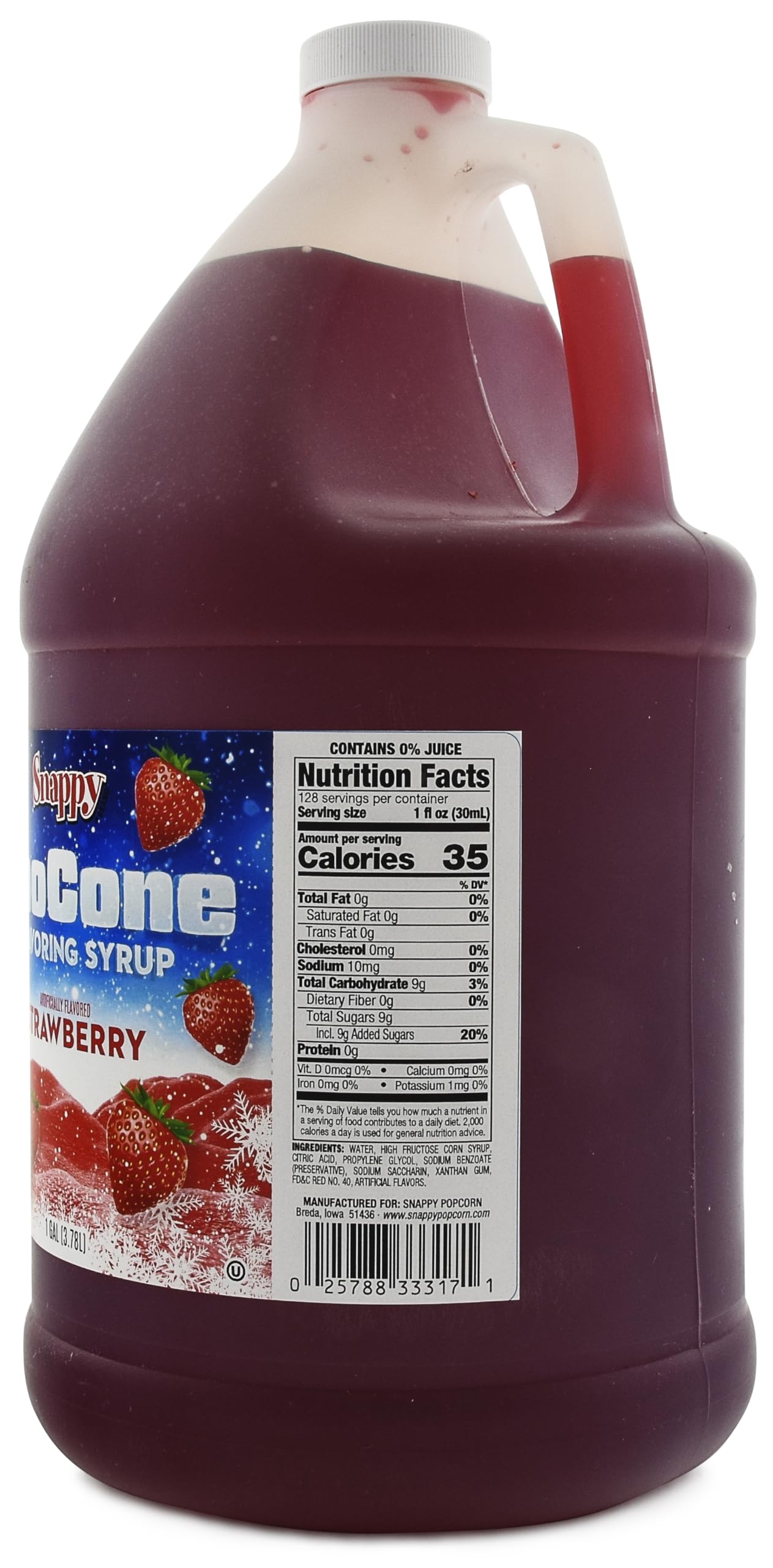 SNAPPY syrup pouring close-up showing rich strawberry color and smooth consistency