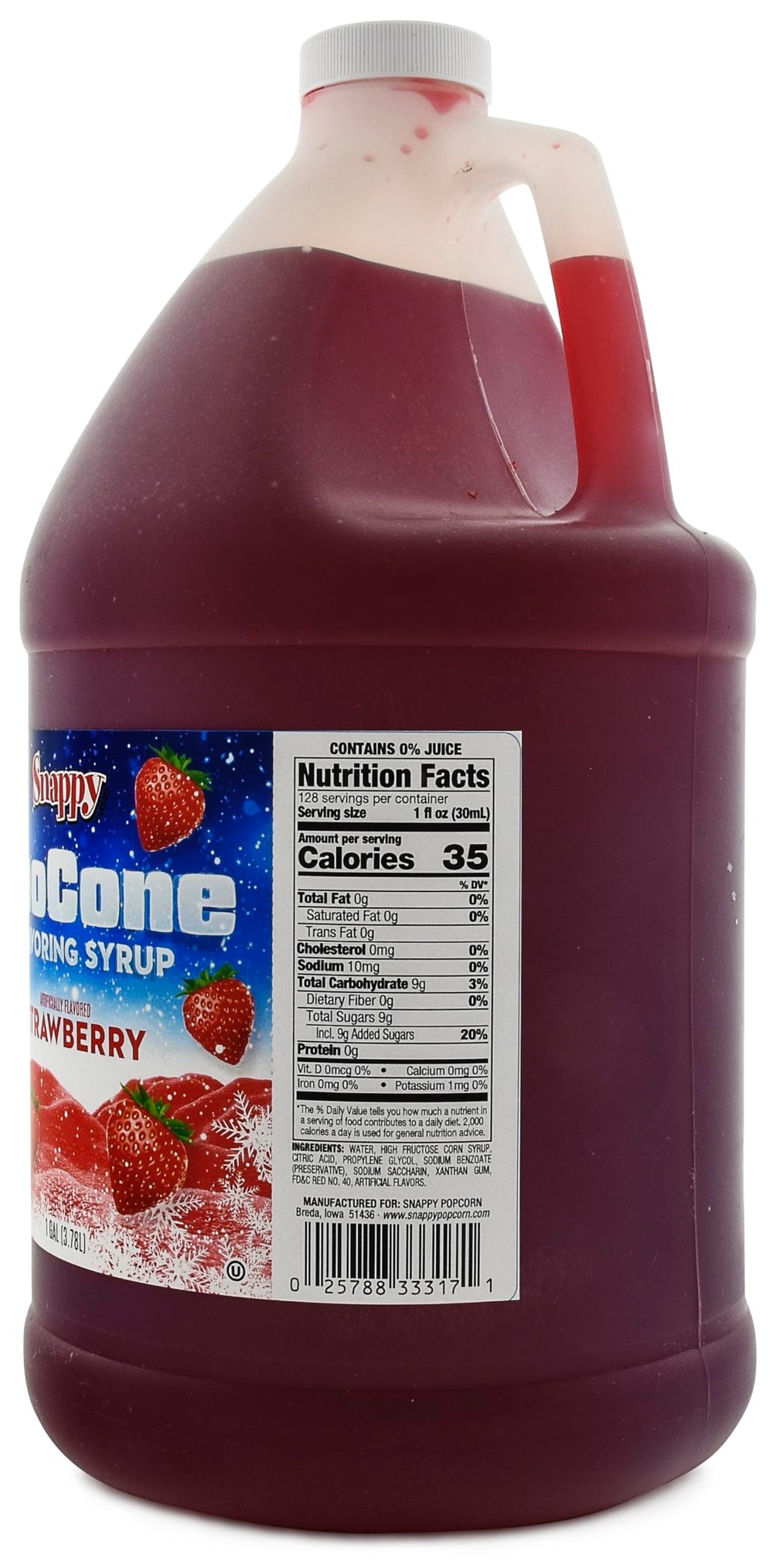 SNAPPY syrup pouring close-up showing rich strawberry color and smooth consistency