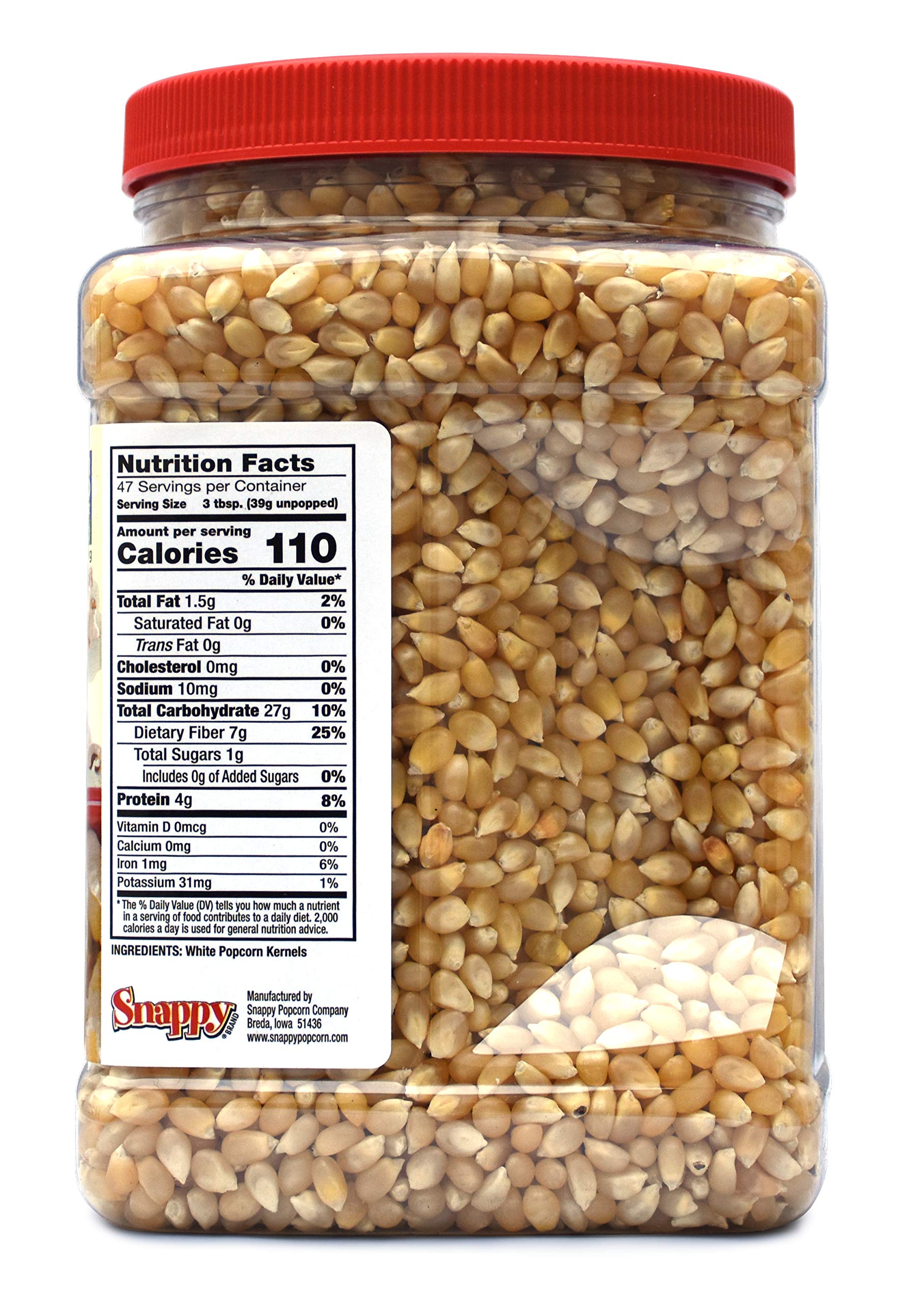 SNAPPY close-up of raw white kernels highlighting uniform size and consistent popping