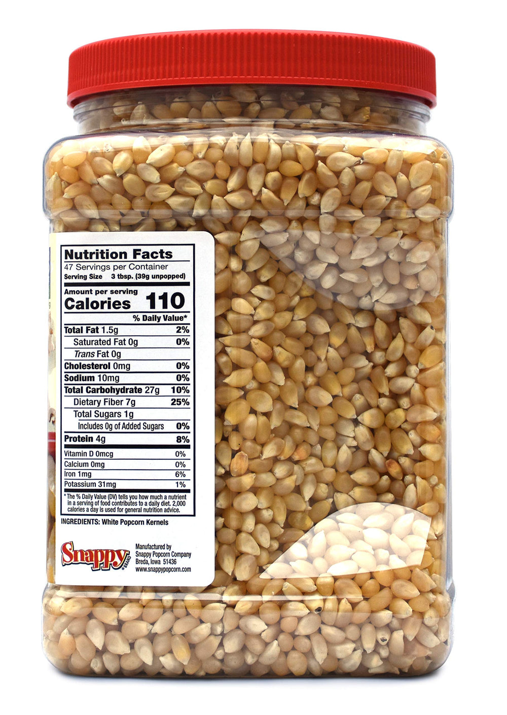SNAPPY close-up of raw white kernels highlighting uniform size and consistent popping