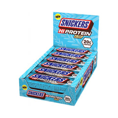 Snickers HiProtein Crisp front packaging showing box and branding, convenient protein snack