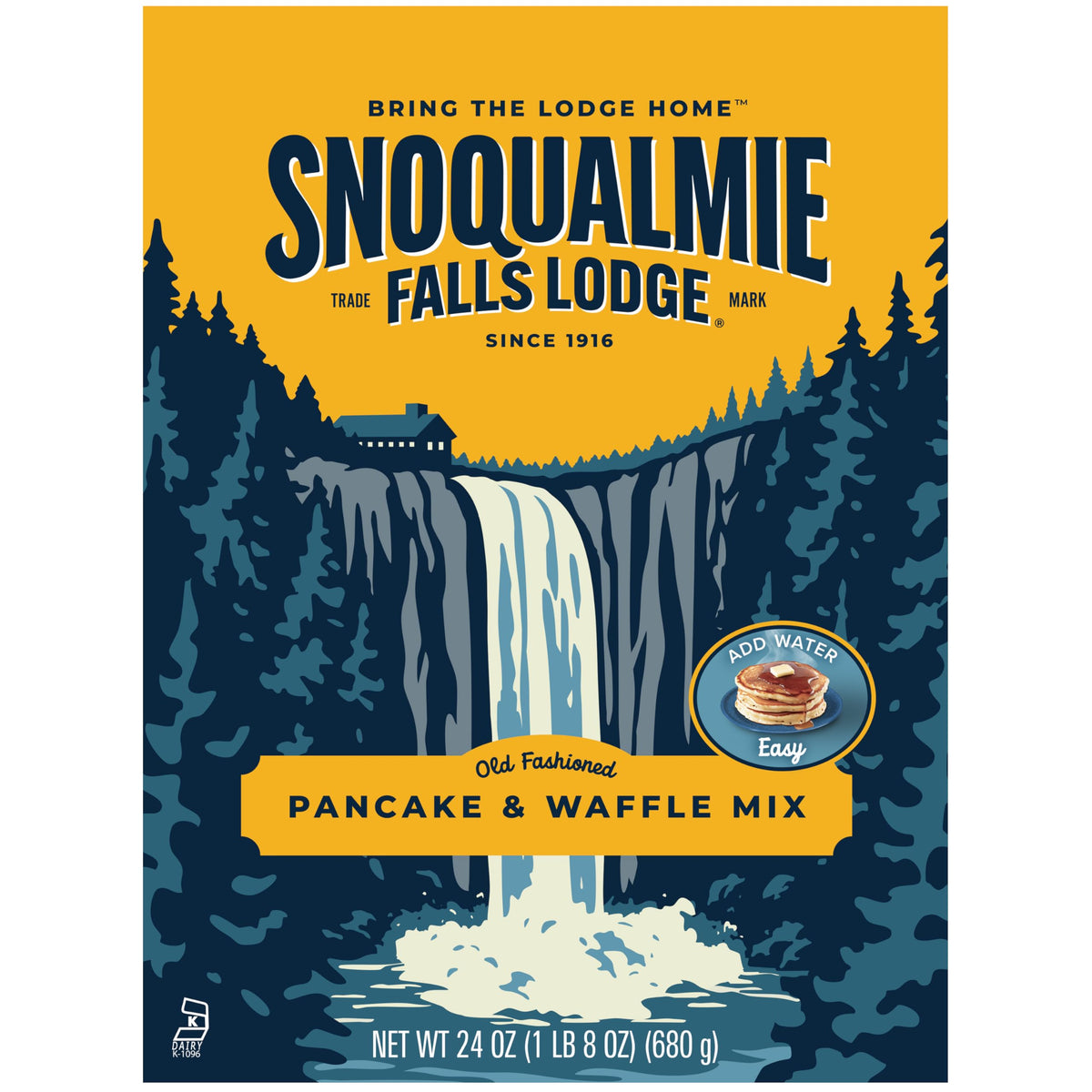 Snoqualmie Falls Lodge front packaging showing product and easy-prep benefit