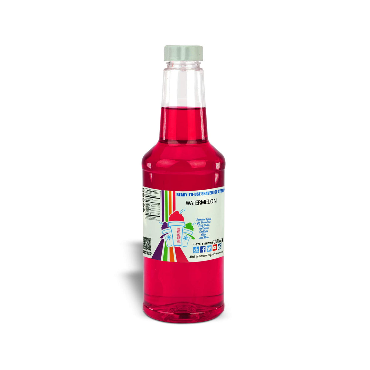 SNOWIE bottle front label showing watermelon flavor and ready-to-use benefit