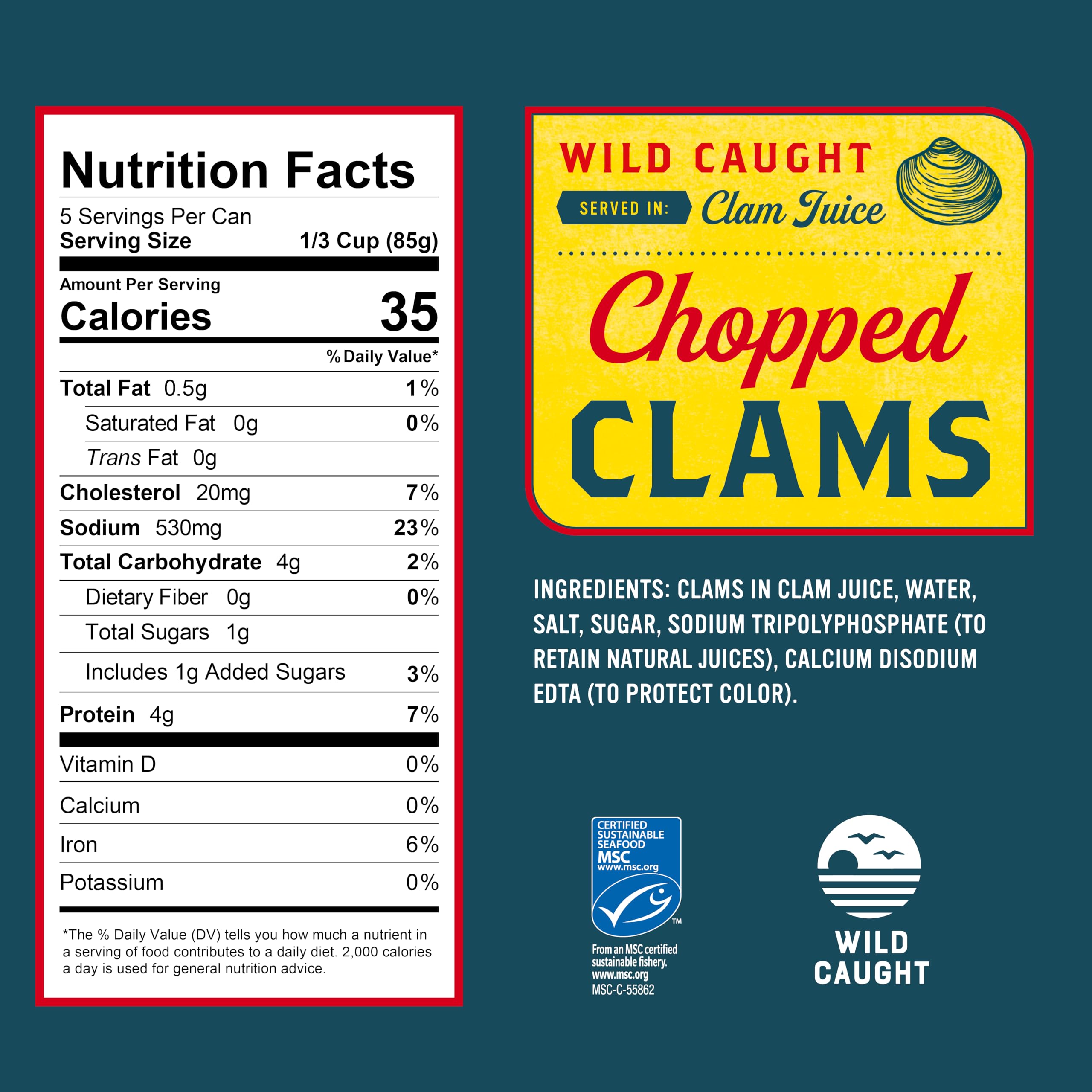 Snow's close-up of chopped clam pieces showing texture and fresh appearance