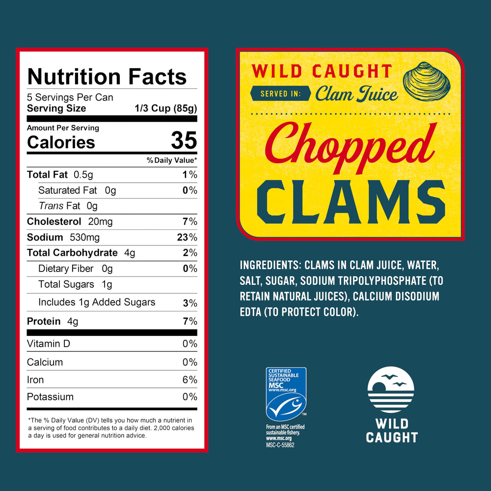 Snow's close-up of chopped clam pieces showing texture and fresh appearance