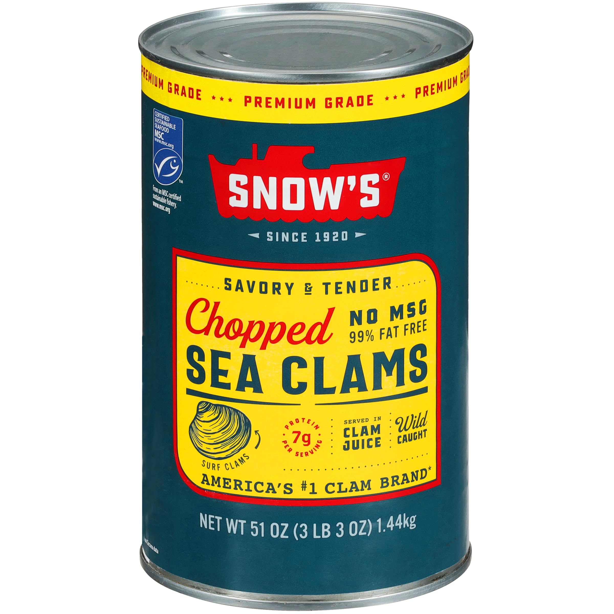 Snow's front of 51oz bulk can showing brand and size, ideal for bulk kitchens