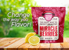 THE SNOZZBERRY FARM berry halves on a spoon ready to activate taste buds for sugar-free sweetness