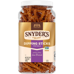 Snyder's of Hanover front packaging shows 24 oz canister and freshness benefit