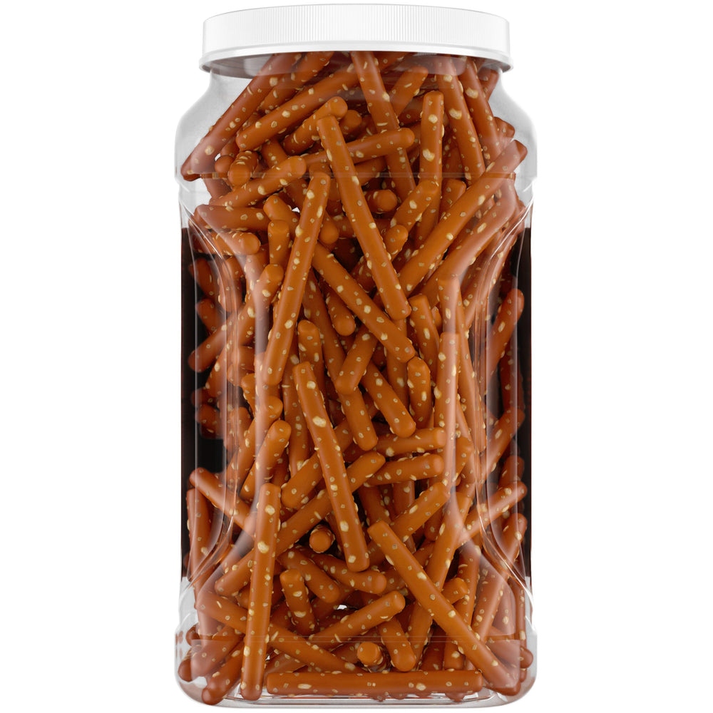 Snyder's canister open with resealable lid preserving freshness after use