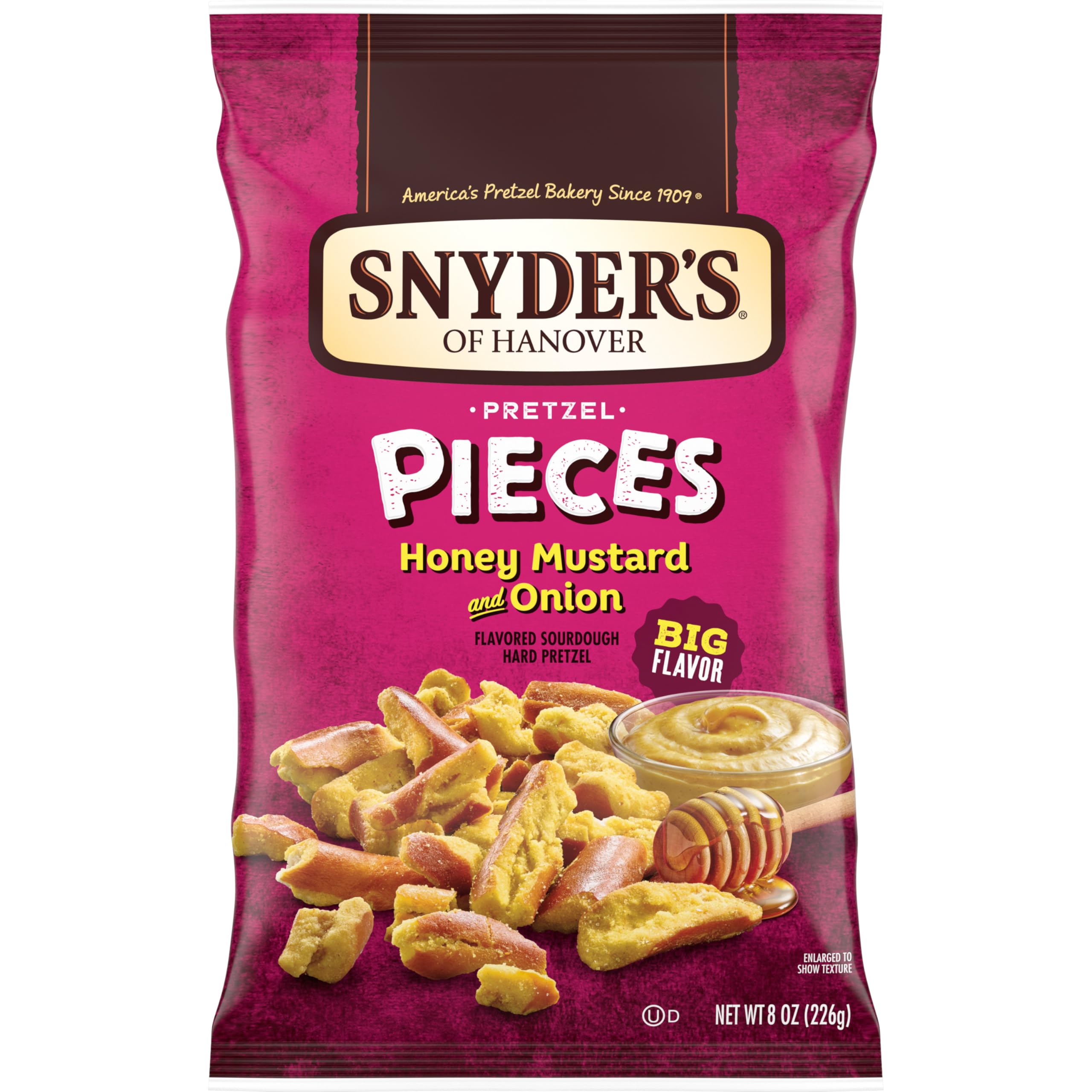 Snyder's of Hanover front packaging showing flavor and size benefit