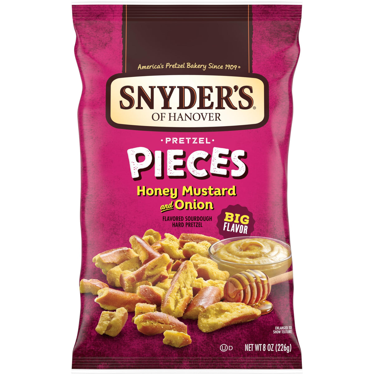 Snyder's of Hanover front packaging showing flavor and size benefit