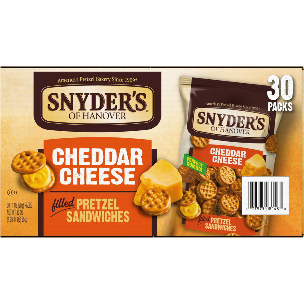 Snyder's of Hanover pretzel sandwiches arranged on a platter for party serving convenience