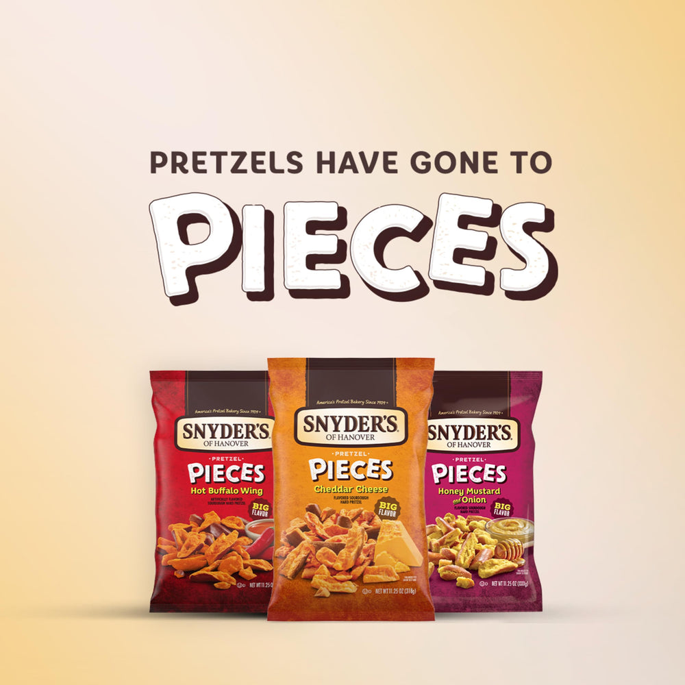 Snyder's of Hanover pretzel pieces texture closeup revealing crunchy oven‑baked bite