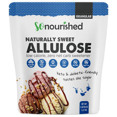 So Nourished front packaging of 80oz allulose showing brand and size benefit