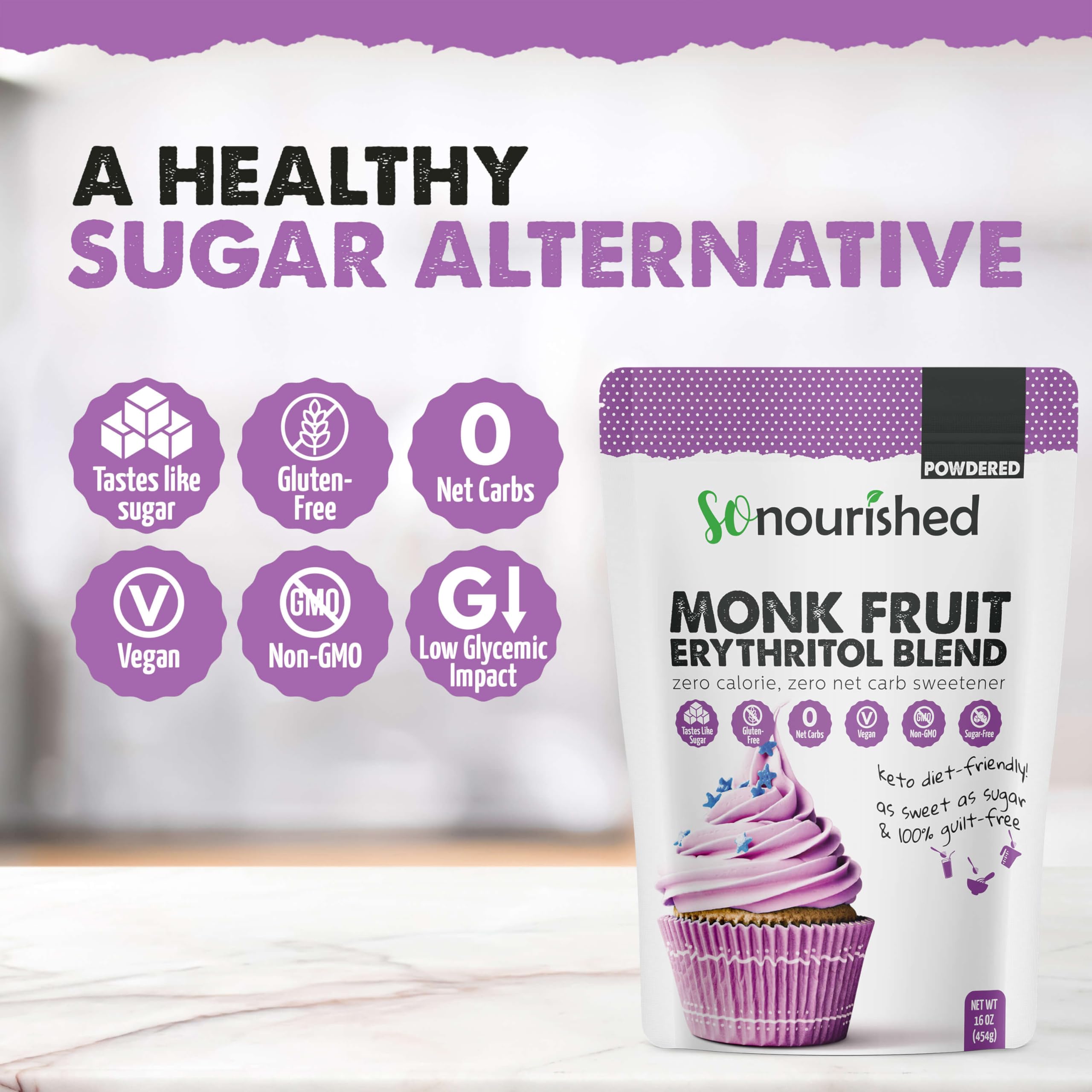 Spoonful of So Nourished powder ready to measure for recipes convenience