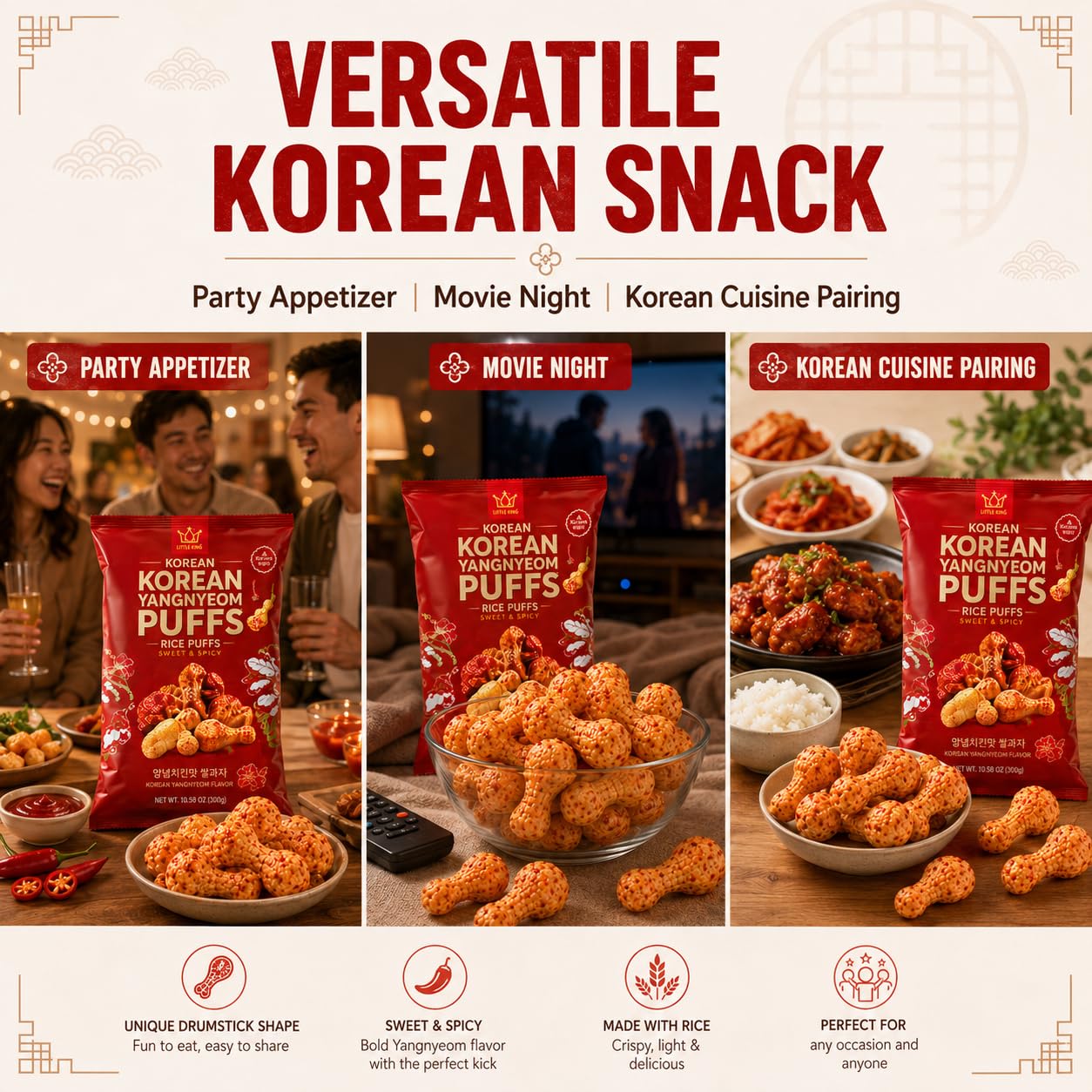 Soban Korean Pantry puffs on picnic table demonstrating party-ready snack