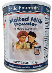 Soda Fountain front canister showing label and 2.5 lb size, clear product identity and value