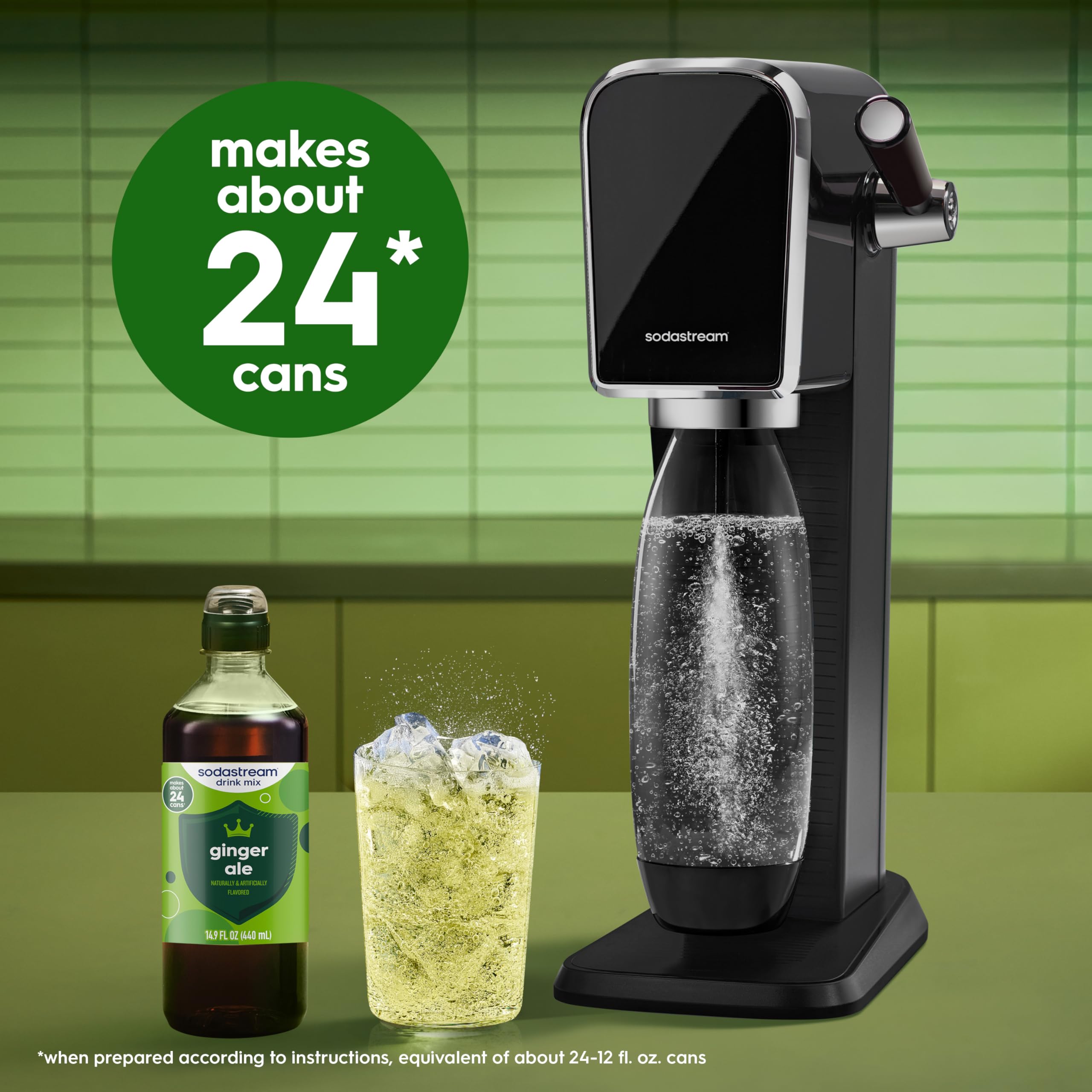 sodastream bottle beside carbonated water ready to mix for freshness