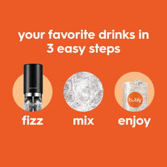 sodastream bubly bellini bliss in a chilled sparkling glass, refreshing tropical taste visualized
