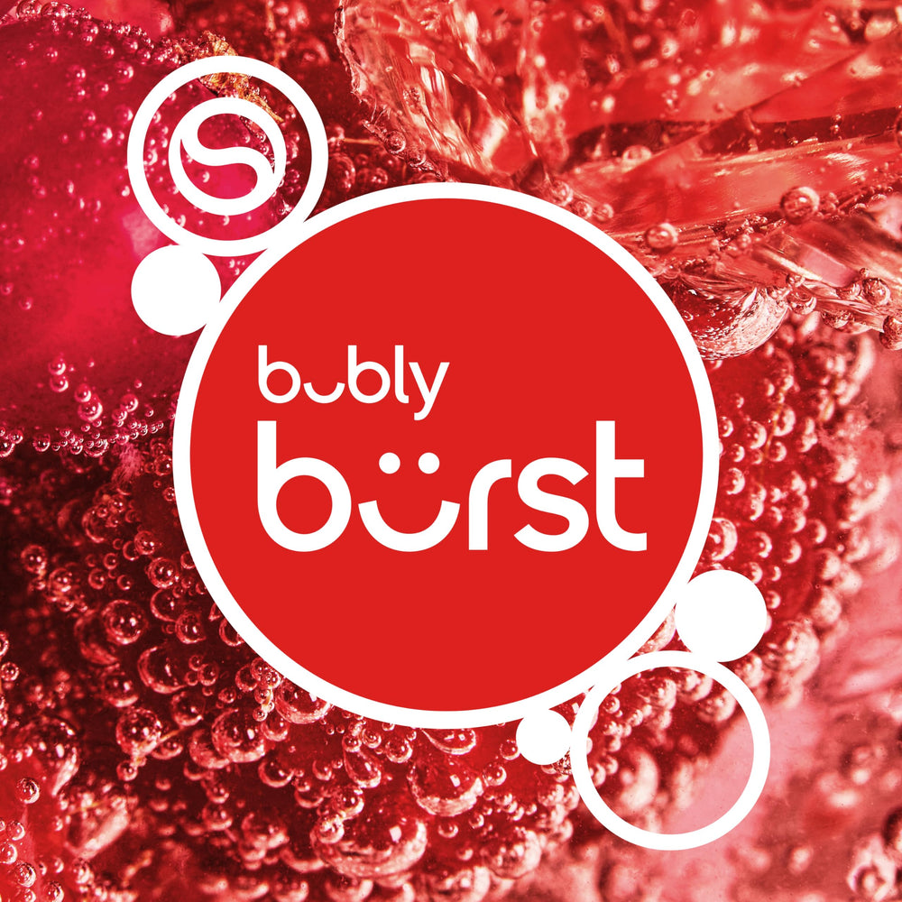 sodastream cherry lemonade syrup pouring into sparkling water for bright refreshment